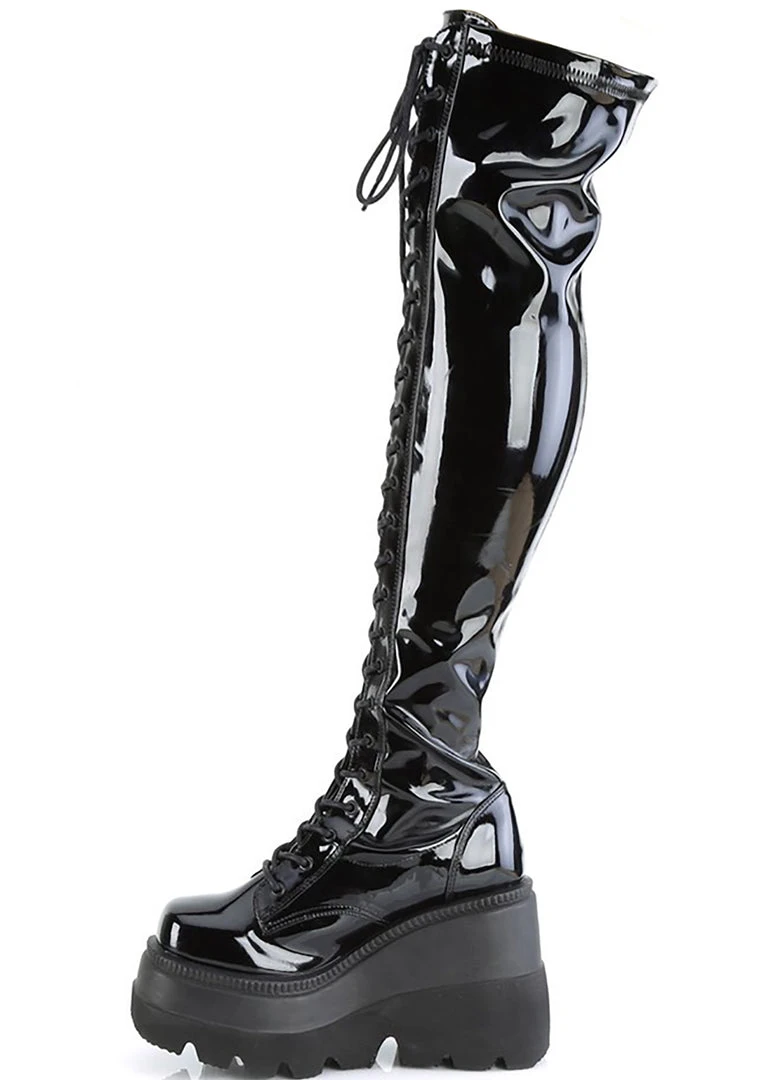 Demonia No Surrender Thigh-High Platform Boots Shoes