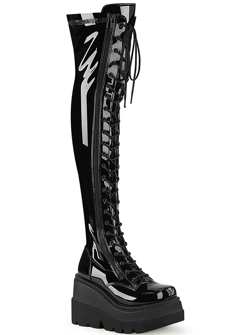 Demonia No Surrender Thigh-High Platform Boots Shoes