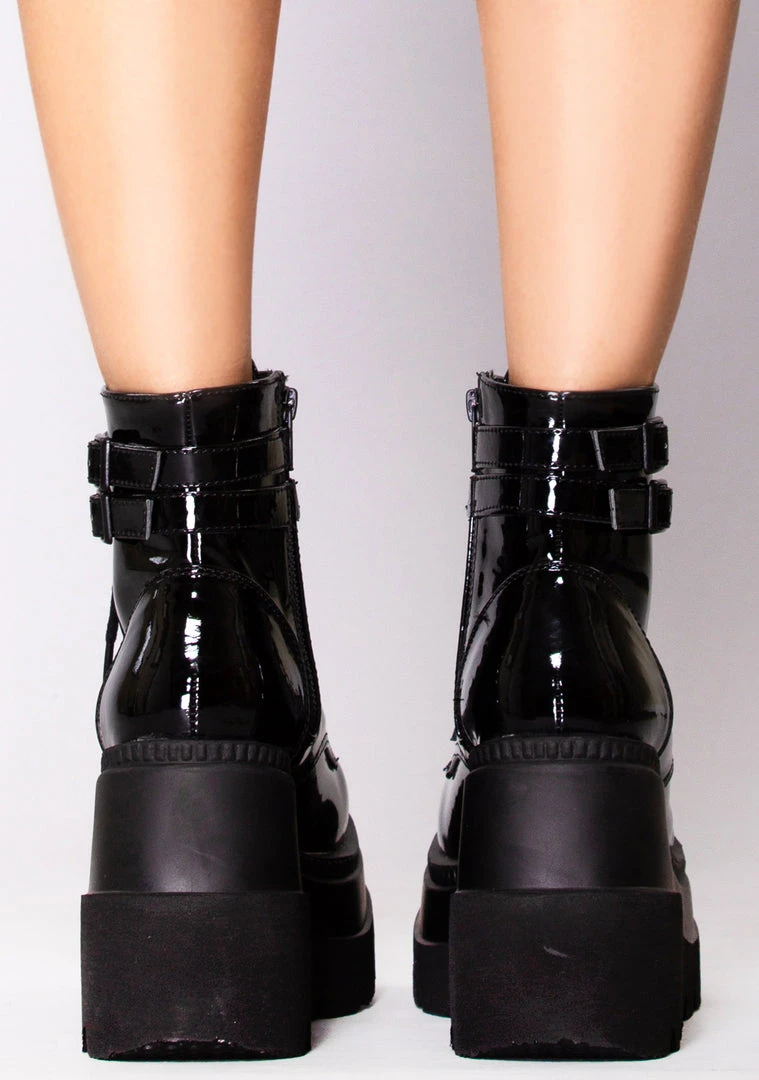 Demonia Paint It Black Platform Boots Wild Heart