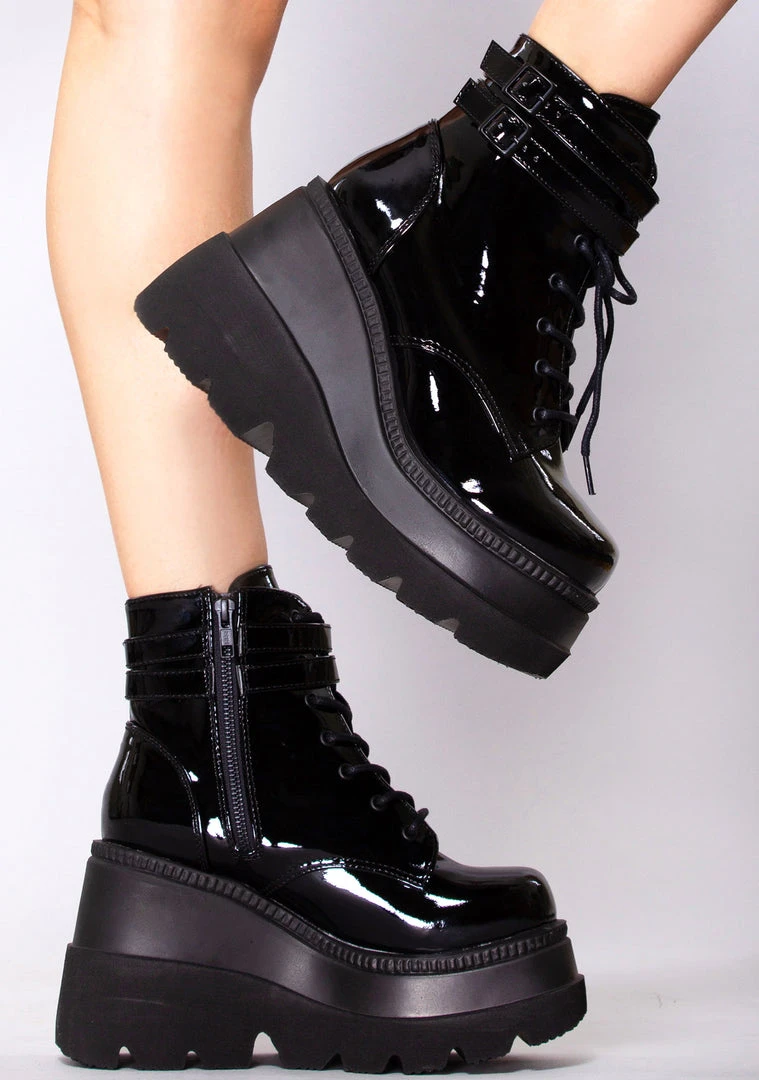Demonia Paint It Black Platform Boots Wild Heart