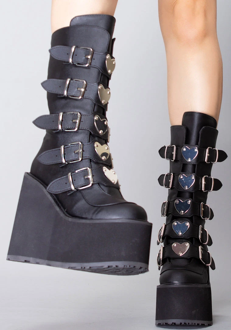 Demonia Black Heart Platform Boots Shoes