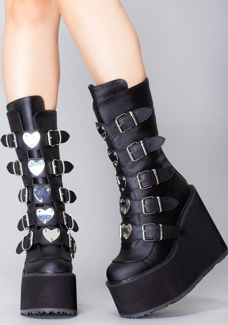 Demonia Black Heart Platform Boots Shoes