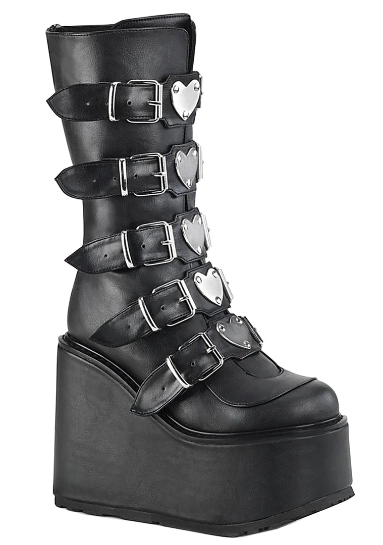 Demonia Black Heart Platform Boots Shoes