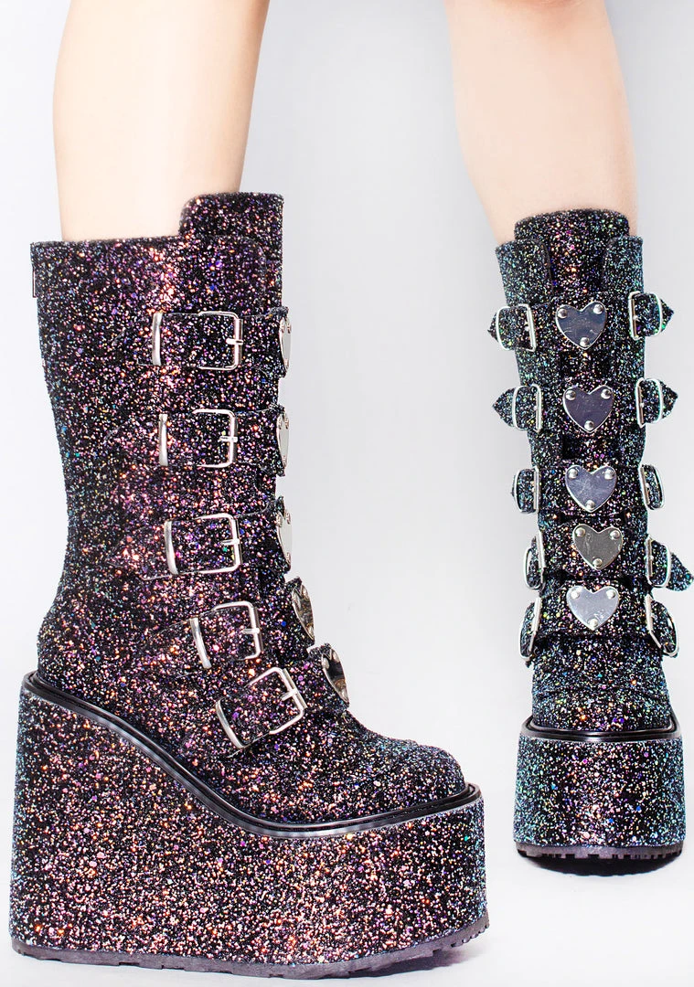 Demonia The Great Fantastic Supernovae Glittered Platform Boots