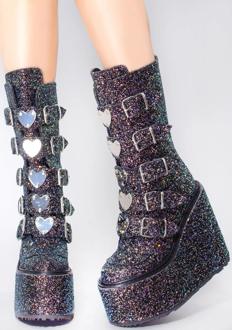 Demonia The Great Fantastic Supernovae Glittered Platform Boots