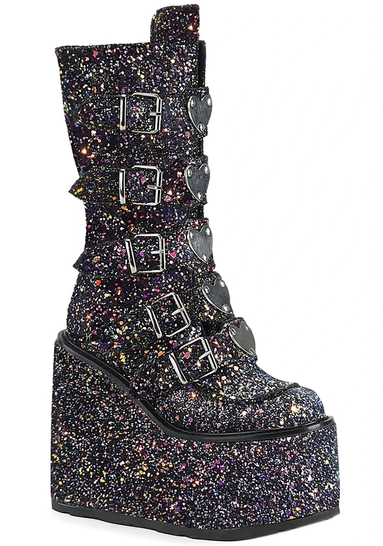 Demonia The Great Fantastic Supernovae Glittered Platform Boots