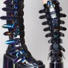 Demonia Lost Frequencies Black Holographic Platform Boots