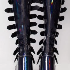 Demonia Lost Frequencies Black Holographic Platform Boots