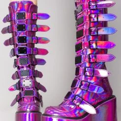 Demonia Technolyze Holographic Platform Boots