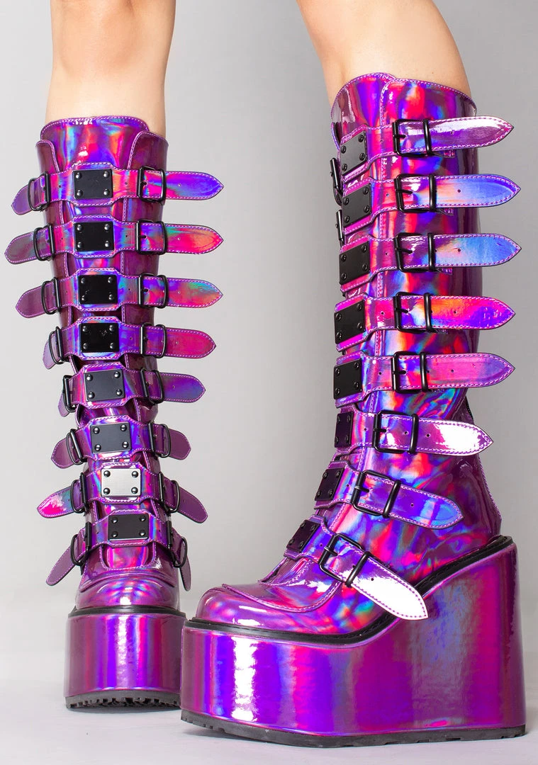 Demonia Technolyze Holographic Platform Boots