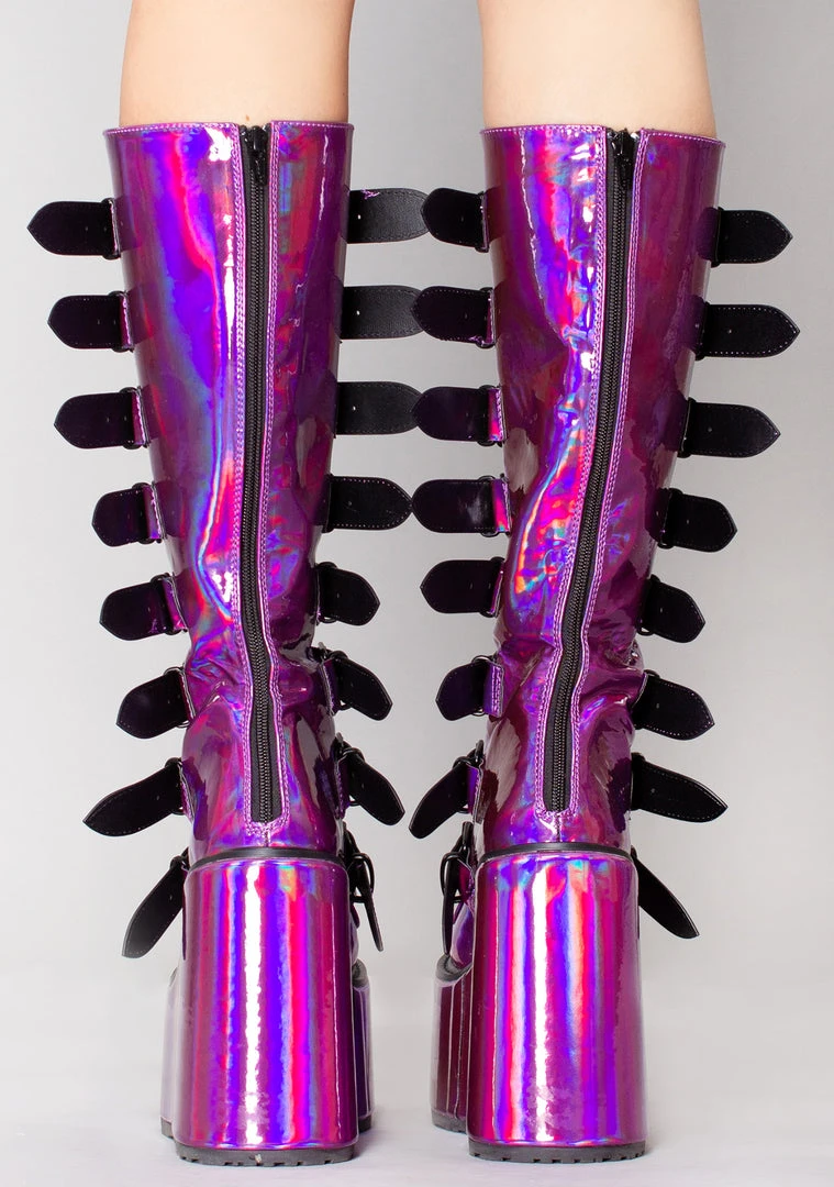 Demonia Technolyze Holographic Platform Boots