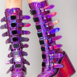 Demonia Technolyze Holographic Platform Boots