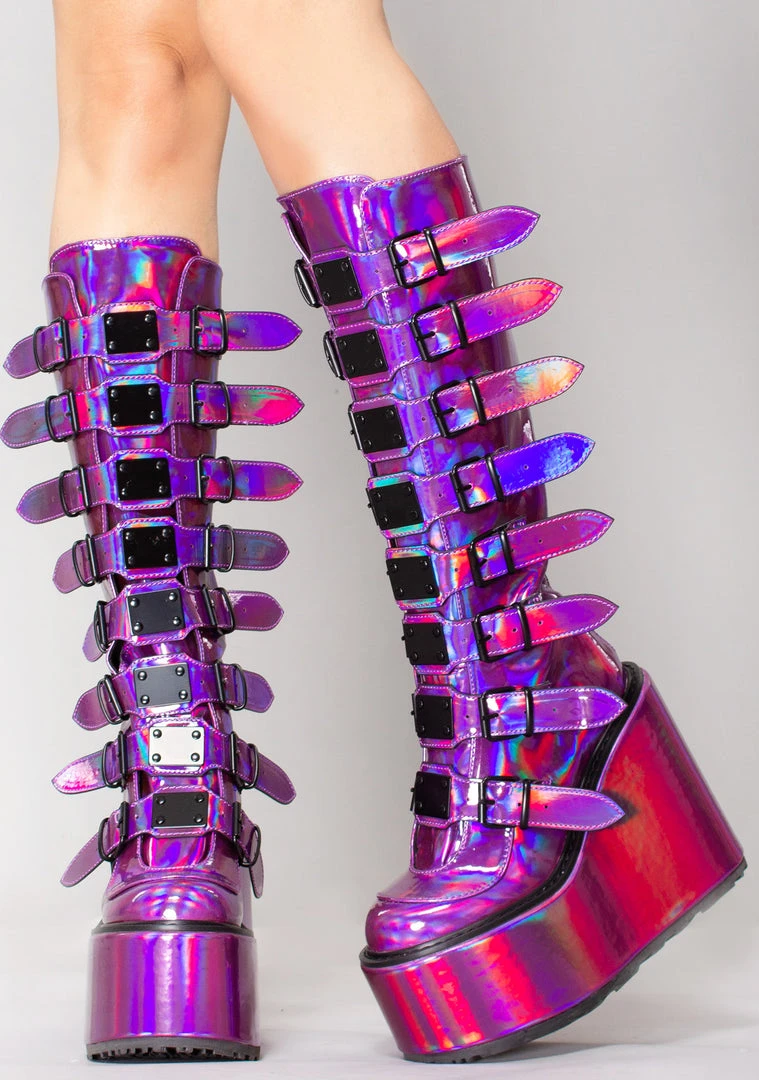 Demonia Technolyze Holographic Platform Boots