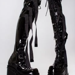 Demonia Shoes Corpo Killer Thigh High Platform Boots