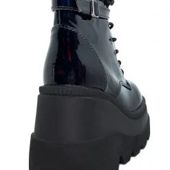 Demonia Shaker Hologram Platform Boots In Black Shoes