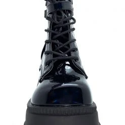 Demonia Shaker Hologram Platform Boots In Black Shoes