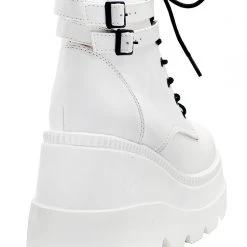 Demonia Shaker Platform Boots In White