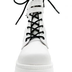 Demonia Shaker Platform Boots In White