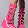 Demonia Cosmic Love Glittered Platform Boots
