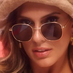 Dime Optics New Avalon Sunglasses In Matte Gold/Grey