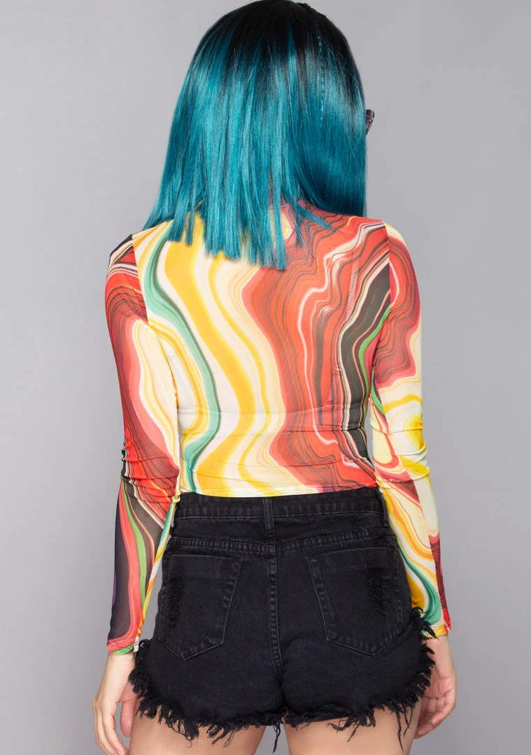 Hot & Delicious Swirl Fiesta Mesh Bodysuit Wild Heart