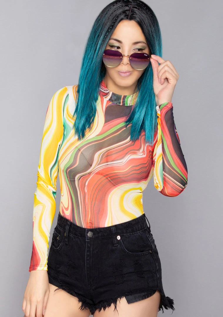 Hot & Delicious Swirl Fiesta Mesh Bodysuit Wild Heart
