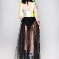Hot & Delicious Going Viral Holographic Bodysuit Tulle Dress