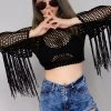 Hot & Delicious Overnight Rager Fringe Crochet Crop Top Women's Festival