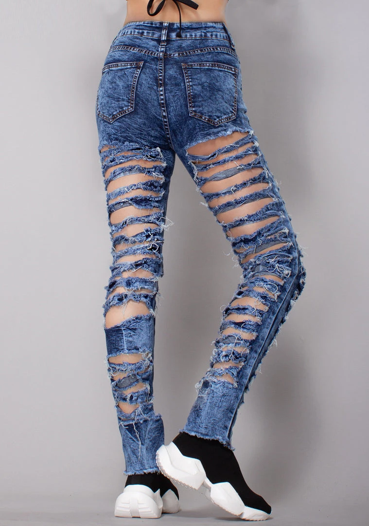Hot & Delicious Women's Festival Trouble Maker Distressed Denim Pants