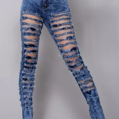 Hot & Delicious Women's Festival Trouble Maker Distressed Denim Pants