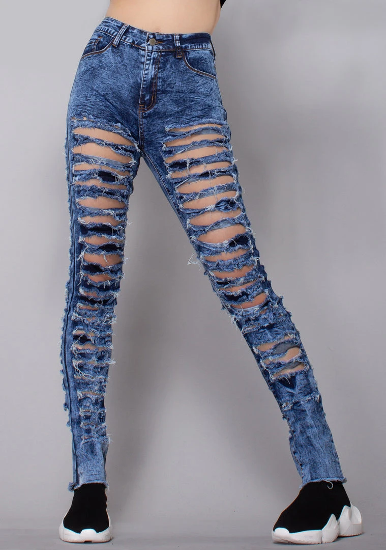 Hot & Delicious Women's Festival Trouble Maker Distressed Denim Pants