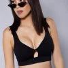 LA Style Rush I Think Knot Bra Top In Black Women's Festival