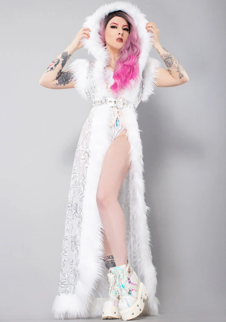 J Valentine Winter Frost Sequin Mesh Duster