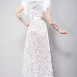 J Valentine Winter Frost Sequin Mesh Duster