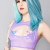 J Valentine Mad World Purple Haze Keyhole Mesh Top