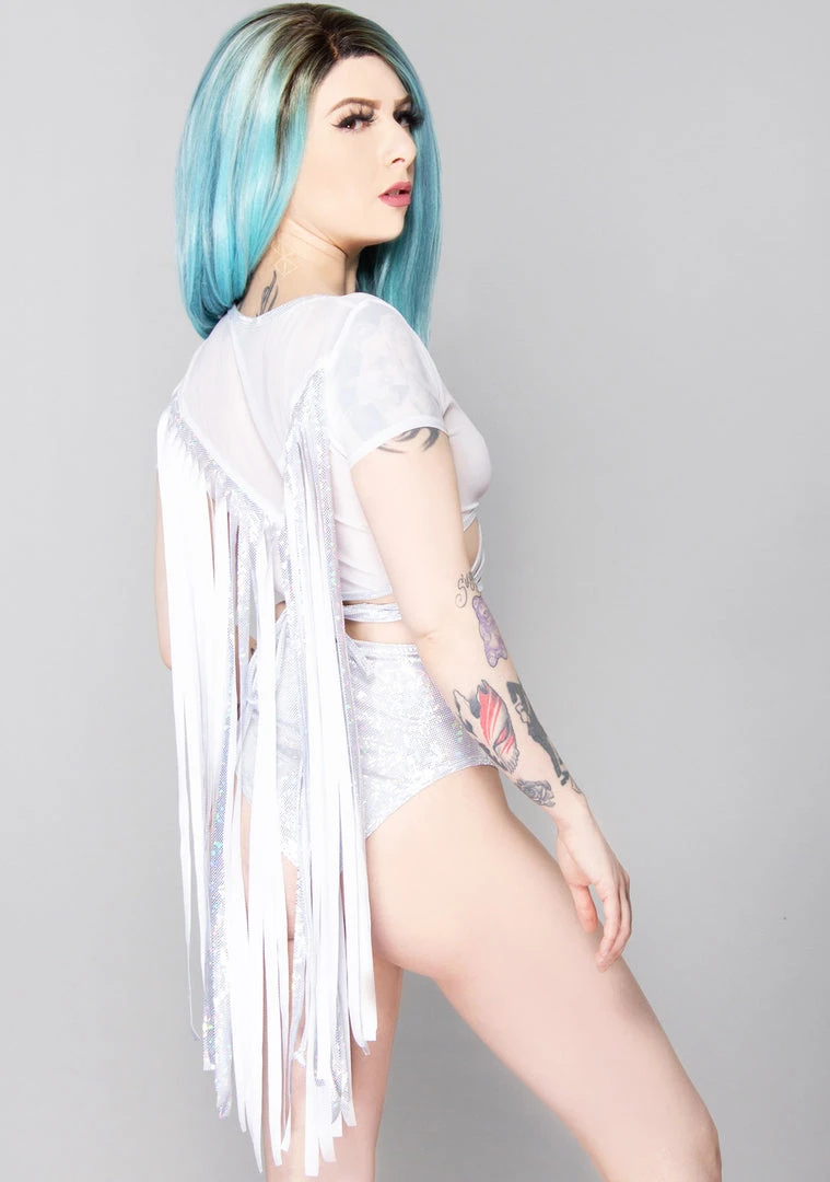 J Valentine Mad World Clarity Karma Fringe Wrap Top