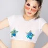 J Valentine Bright Lights Mesh Cropped Top New