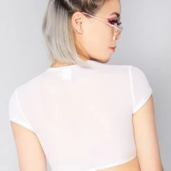J Valentine Bright Lights Mesh Cropped Top New