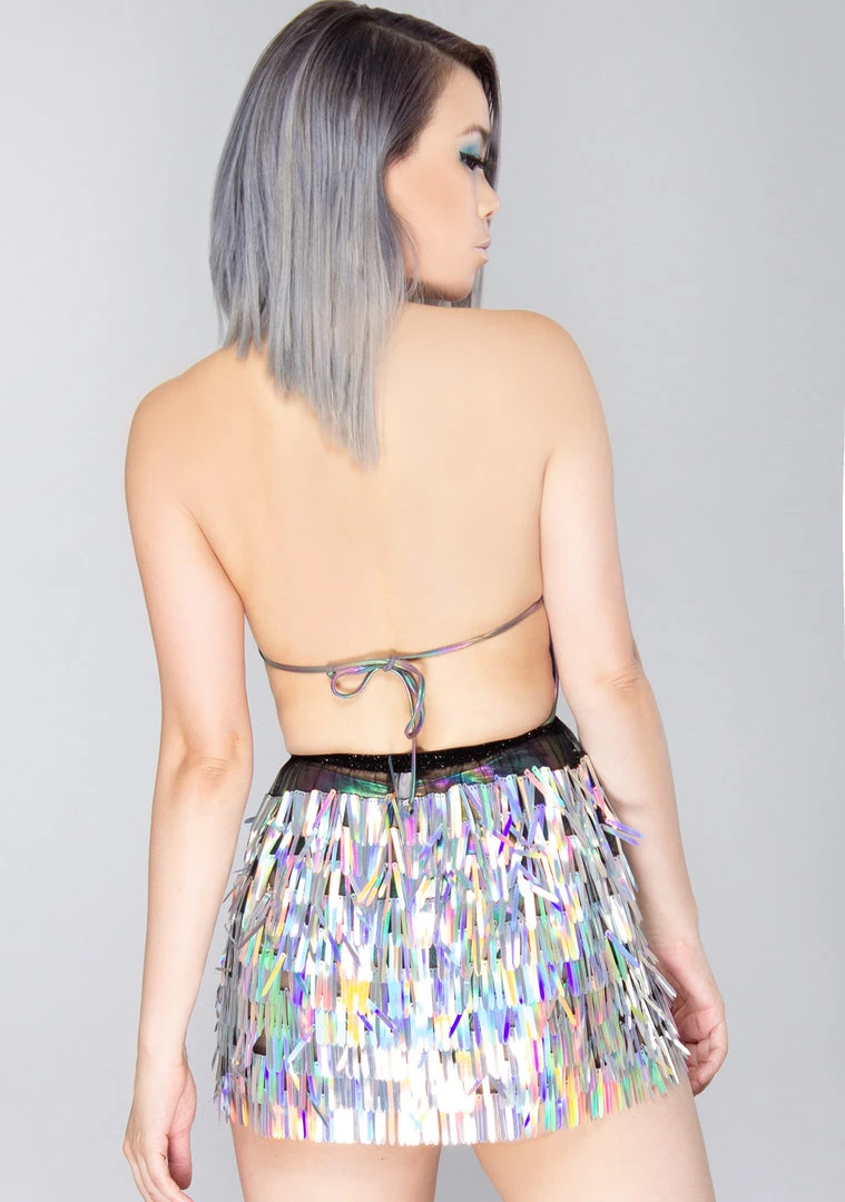 J Valentine X LASR Exclusive Knives Out Blade Sequin Harness Short Gypsy Skirt LASR Exclusives