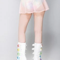 J Valentine Lolita Mesh Skater Skirt In Pastel Pink Mad World