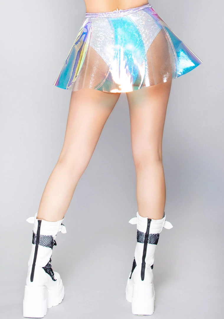 J Valentine The Great Fantastic Pink Ice Holographic Pinwheel Vinyl Skirt