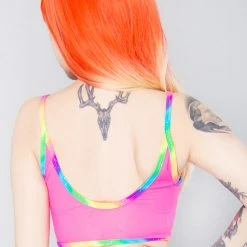 J Valentine Women's Festival Rainbow Illusion Mesh Tank