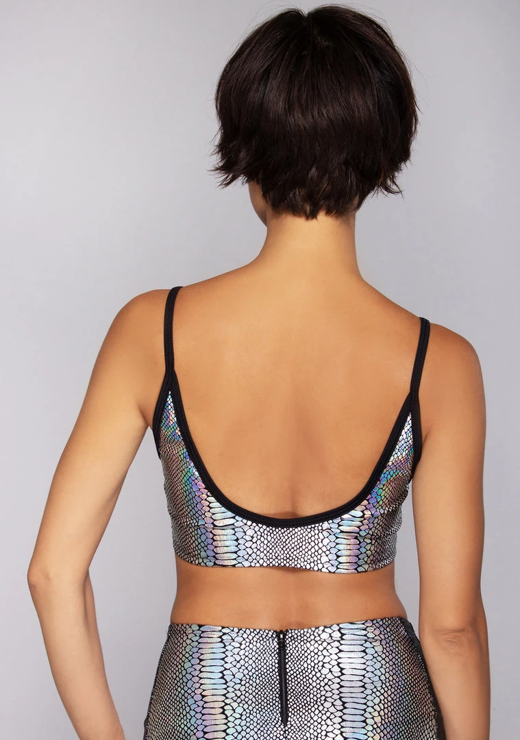 J Valentine Poisonous Metallic Spaghetti Tank In Silver Cobra