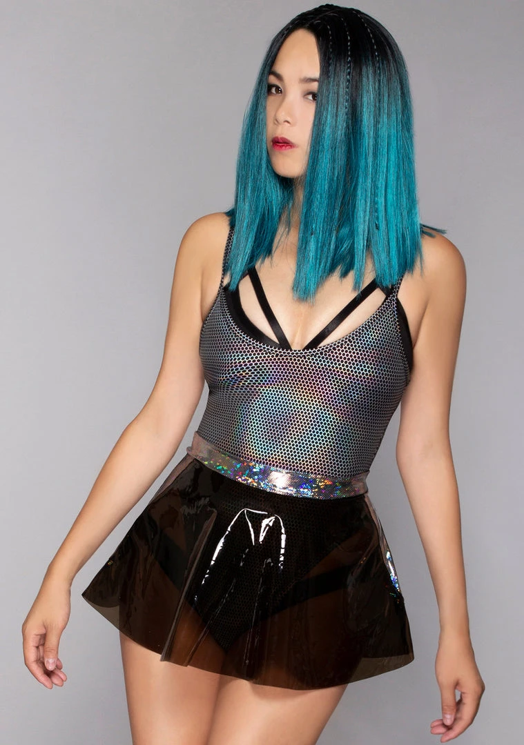 J Valentine Vinyl Skater Skirt In Black