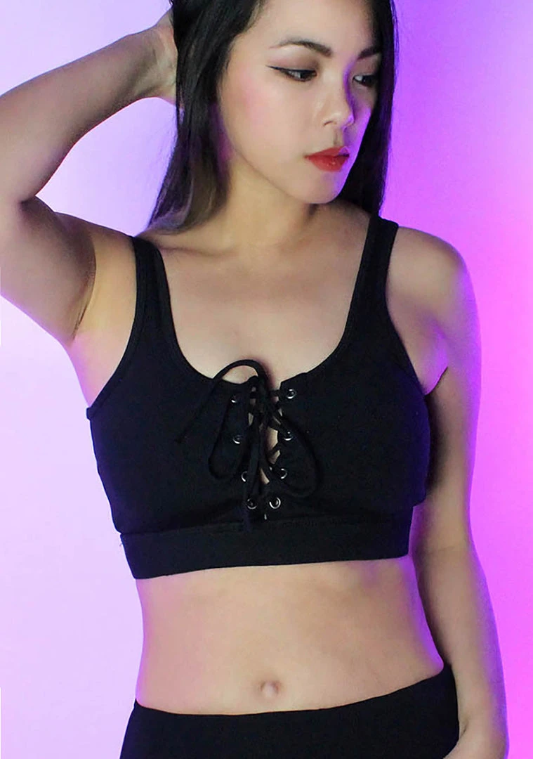 LA Style Rush Just A Little Bit Bra Top In Black