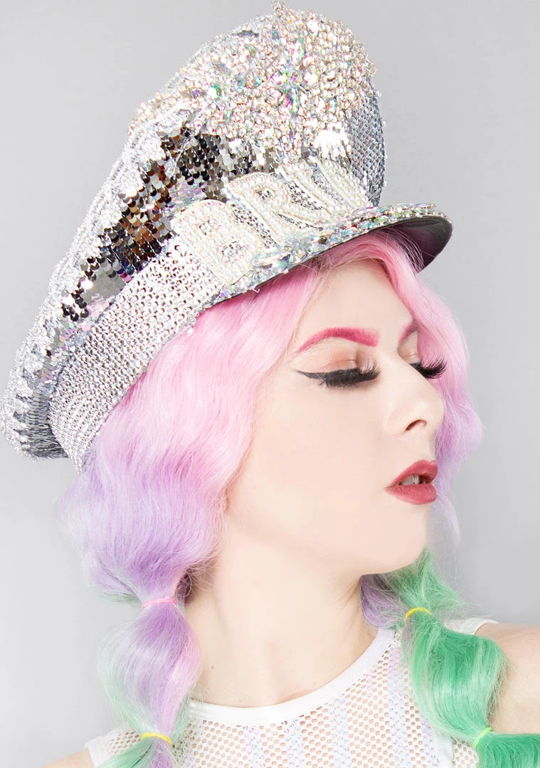 LASR Electric Bride Sequin Captain Hat