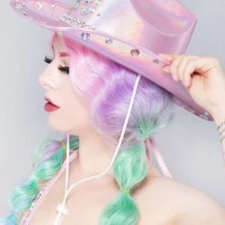 LASR Rhinestone Cowgirl Opalescence Festival Hat New
