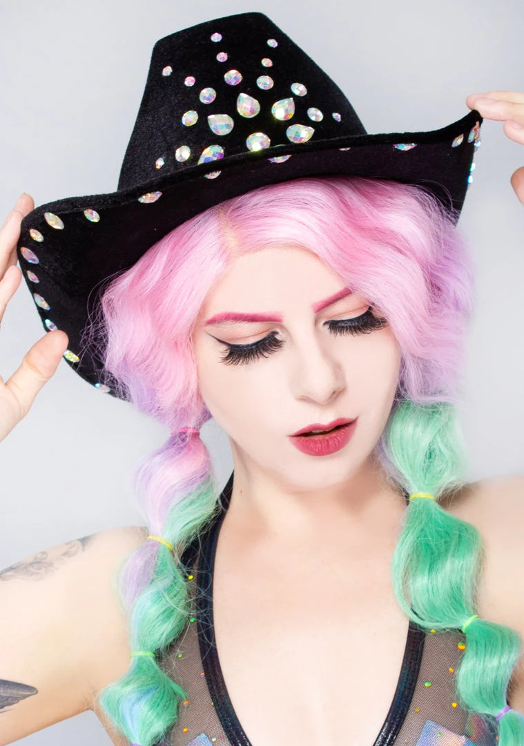 LASR Sharp Shooter Cowgirl Rhinestone Festival Hat New