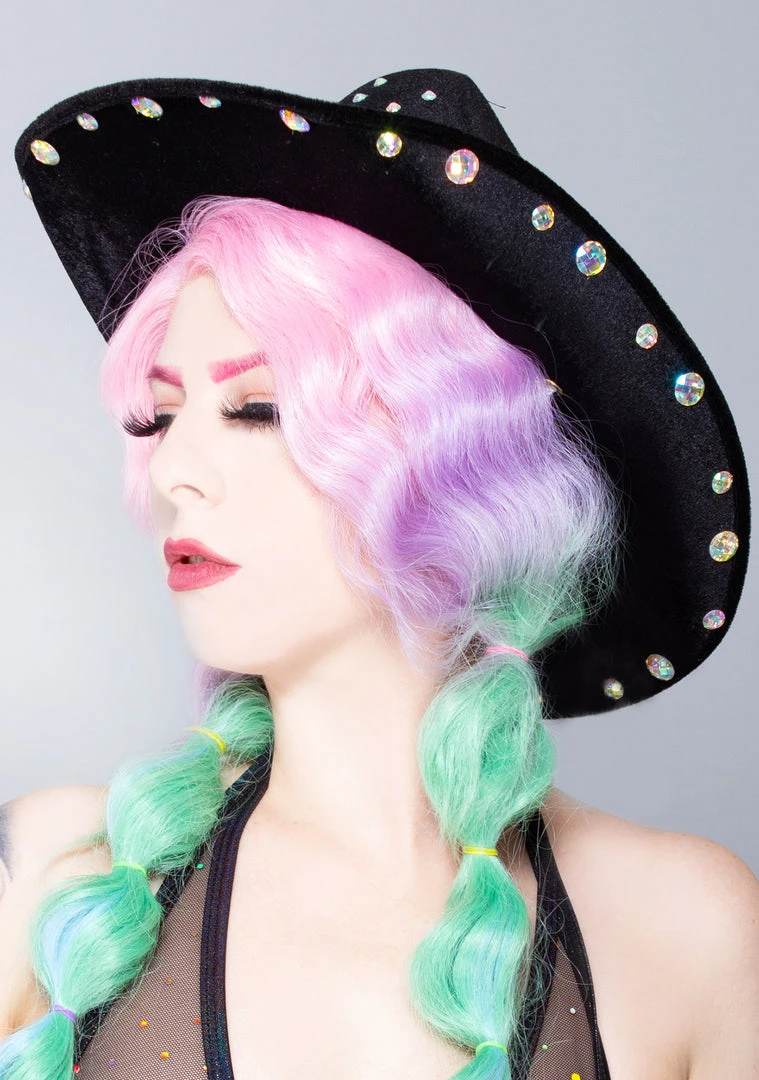 LASR Sharp Shooter Cowgirl Rhinestone Festival Hat New