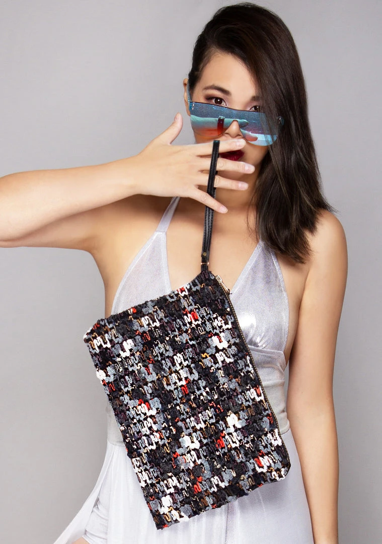 LA Style Rush Bags Mosiac Woven Clutch Handbag